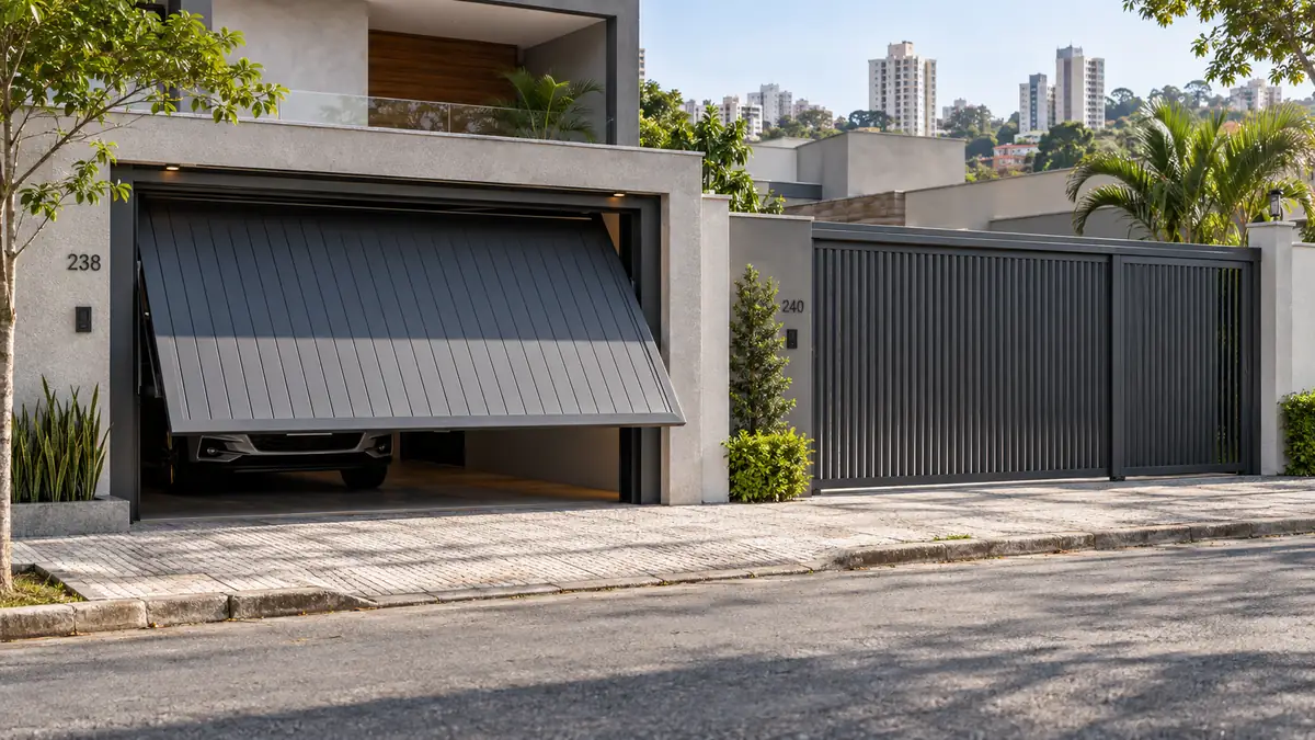 Comparação entre portão basculante e portão deslizante em residências